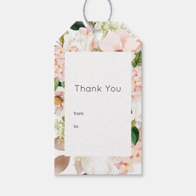 Blush Pink Floral Hydrangea Wedding Geschenkanhänger (Vorderseite)