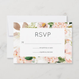 Blush Pink Floral Hydrangea Wedding RSVP Karte