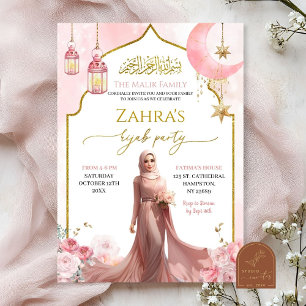Blush Pink Floral Islamisches Mädchen Hijab Einladung