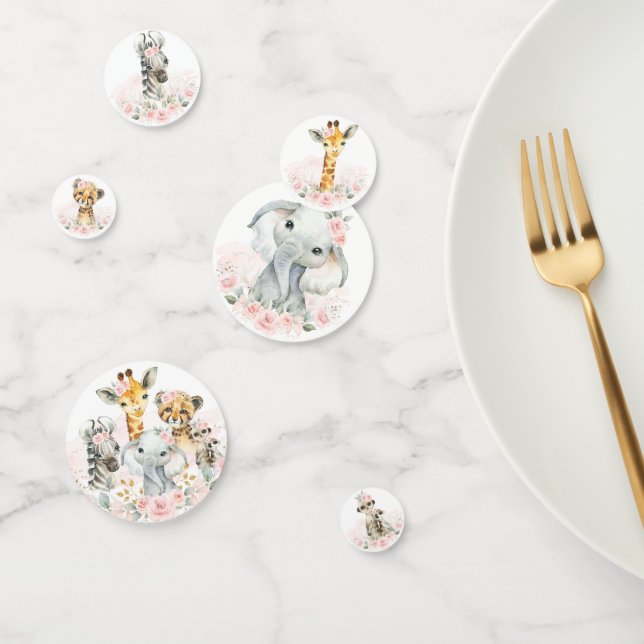 Blush Pink Floral Jungle Safari Baby Animals Party Konfetti (Gruppe)