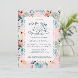 Blush Pink Floral Lace Elegante Hochzeitskalligrap Einladung