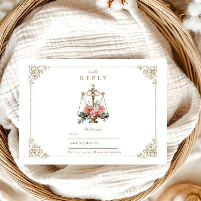 Blush Pink Floral Law School Abschluss RSVP Karte (Von Creator hochgeladen)