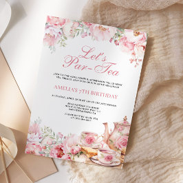 Blush Pink Floral Let's Par-Tea Geburtstag Einladung