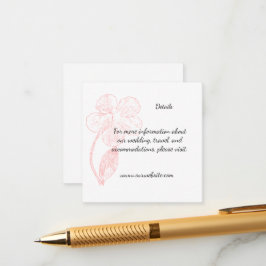 Blush Pink Floral Line Art Wedding Details Begleitkarte