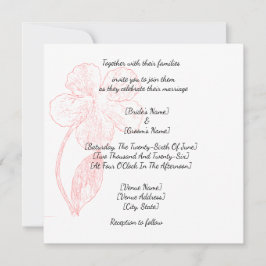 Blush Pink Floral Line Art Wedding Einladung