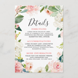 Blush Pink Floral Moderne botanische Hochzeiten De Begleitkarte
