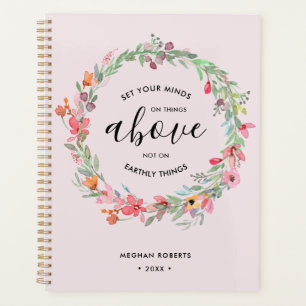 Blush Pink Floral Moderne Personalisierte Schrift Planer