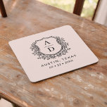 Blush Pink Floral Monogram Wedding Wappen Modernes Rechteckiger Pappuntersetzer<br><div class="desc">Fügen Sie Ihren Feiern eine elegante Touch mit dem modernen Monogram Wedding Wappen Square Paper Untersetzer hinzu. Diese Untersetzer mit einem ausgeklügelten Monogramm-Wappen sind ideal für Hochzeiten, Verlobungsfeiern oder Brautpartys. Stilvolle quadratische Form und hochwertiges, absorbierendes Papier schützen Oberflächen und verbessern Ihre Dekoration. Personalisieren Sie Ihre Initialen für eine einzigartige Touch....</div>