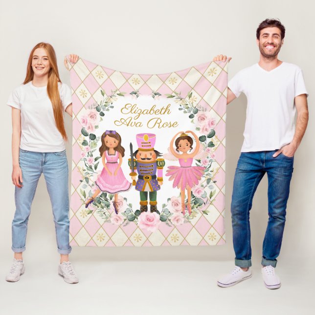 Blush Pink Floral Nutcracker Holiday Baby Girl Fleecedecke (Beispiel)