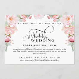 Blush Pink Floral Online Virtual Wedding Einladung