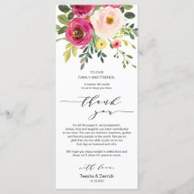 Blush Pink Floral, Place Setting Dankeschön Karten