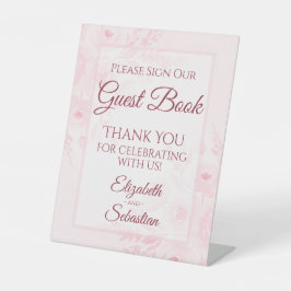 Blush Pink Floral Please Sign Our Guestbook Sign Sockelschild