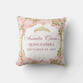 Blush Pink Floral Princess Gold Arch Quinceanera Kissen