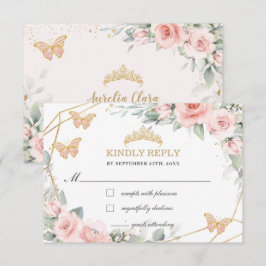Blush Pink Floral Quinceañera Butterflies Antwort