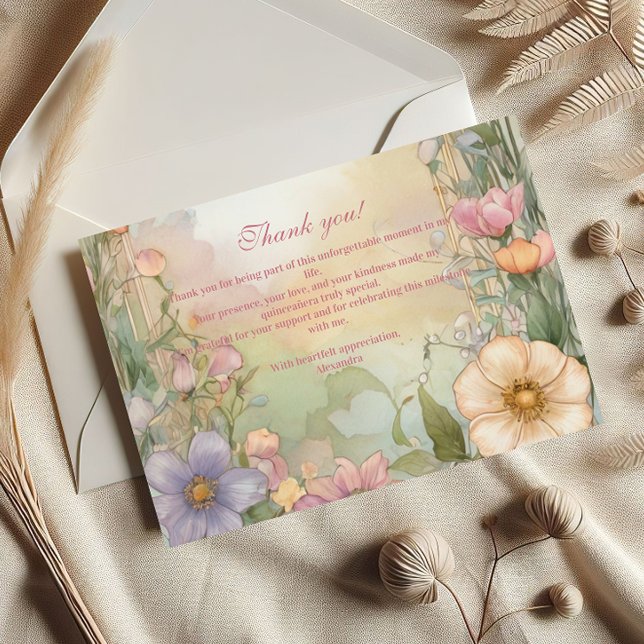 Blush Pink Floral Quinceanera Celebration Postkarte (Von Creator hochgeladen)