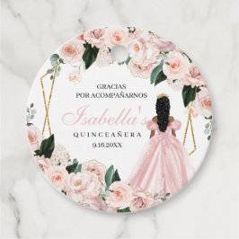 Blush Pink Floral Quinceanera Circle Fevor Tags Geschenkanhänger