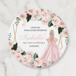 Blush Pink Floral Quinceanera Circle Fevor Tags Geschenkanhänger