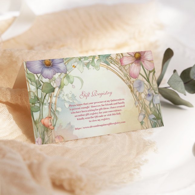 Blush Pink Floral Quinceanera Geschenkgutschrift Begleitkarte (Von Creator hochgeladen)