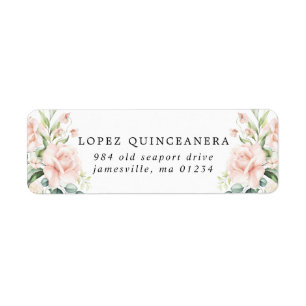 Blush Pink Floral Quinceanera Rücksendeadresse
