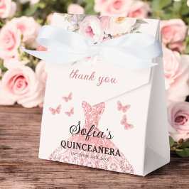 Blush Pink Floral Quinceañera Schmetterlinge Geschenkschachtel
