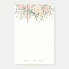 Blush Pink Floral Rosary Catholic  Post-it Klebezettel