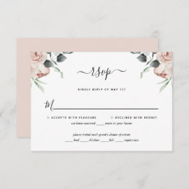 Blush Pink Floral Rose Hochzeit RSVP Card
