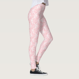 Blush Pink Floral Rose Muster Leggings