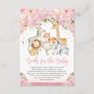 Blush Pink Floral Safari Tierbücher für Baby Begleitkarte