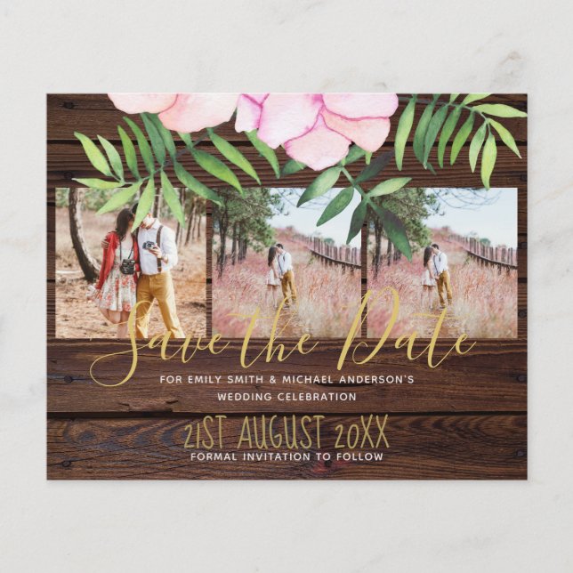 Blush Pink Floral Sage Blätter Budget Hochzeit (Vorderseite)