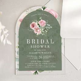 Blush Pink Floral Sage Green Bridal Shower Acryleinladungen