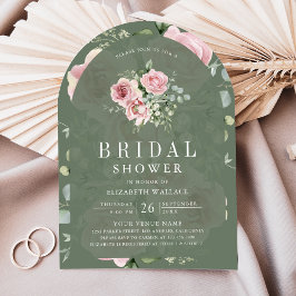 Blush Pink Floral Sage Green Bridal Shower Einladung