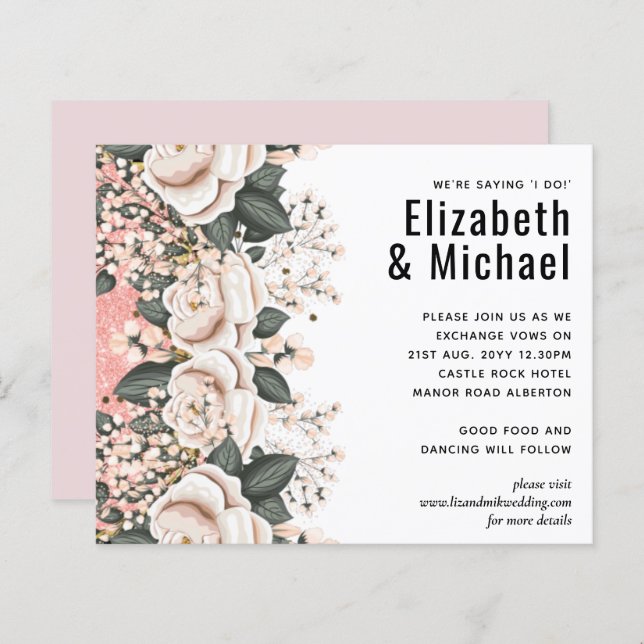 Blush Pink Floral Sage Hochzeitbudget (Vorne/Hinten)