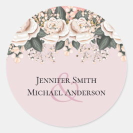 Blush Pink Floral Sage Hochzeitbudget Runder Aufkleber
