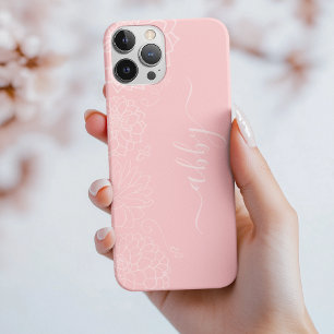 Blush Pink Floral Script iPhone / iPad Fall 16 Pro Hülle