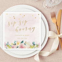Blush Pink Floral Sip Hooray Brautparty