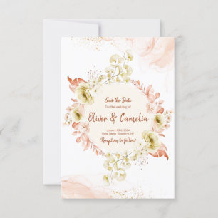 Blush Pink Floral Speichern Sie die Datumskarten, Einladung