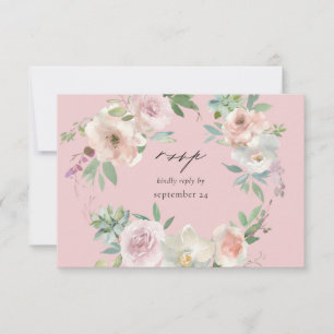 Blush Pink Floral & Succuled w Meal RSVP Card PK Karte