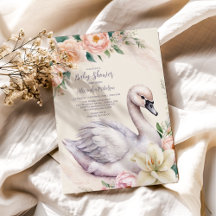 Blush Pink Floral Swan Princess Baby Dusche