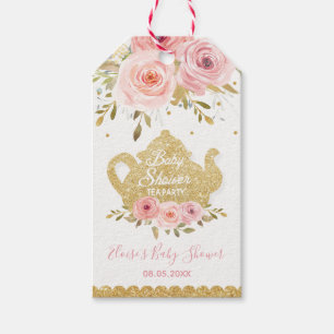 Blush Pink Floral Tee Party Baby Dusche Gefallen Geschenkanhänger