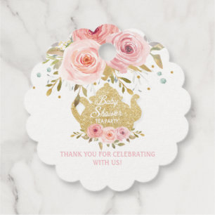 Blush Pink Floral Tee Party Babydusche Danke Geschenkanhänger
