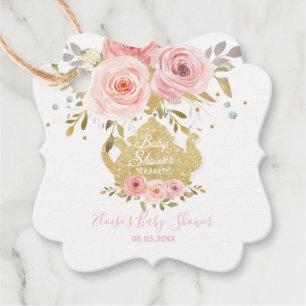 Blush Pink Floral Tee Party Babydusche Danke Geschenkanhänger