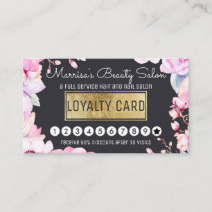 Blush Pink Floral und Black Loyalty Discount Punch Treuekarte