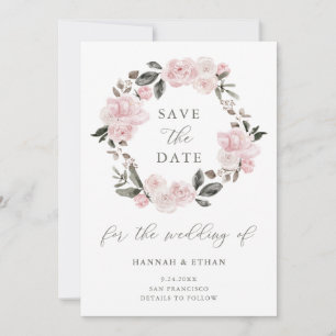 Blush Pink Floral und Kalligrafie   Wasserfarbe Save The Date