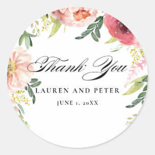 Blush Pink Floral Vielen Dank Sticker