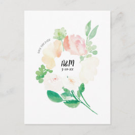 Blush Pink Floral Wasserfarbe Hochzeit Speichern S Ankündigungspostkarte