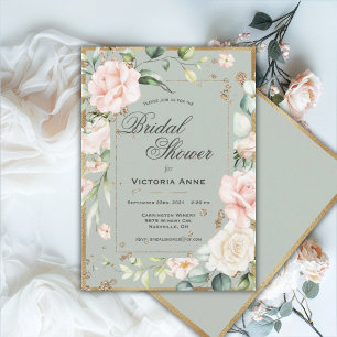 Blush Pink Floral Wasserfarbe Hübsches Brautparty Einladung