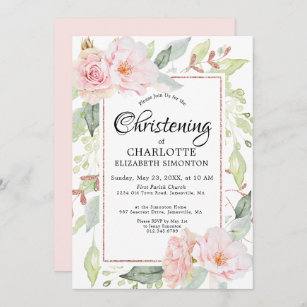 Blush Pink Floral Watercolor Christine Einladung