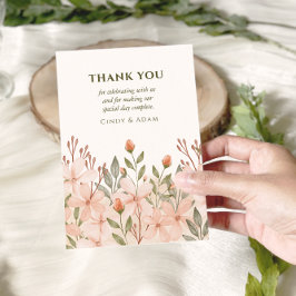 Blush Pink Floral Watercolor Hochzeit Dankeskarte