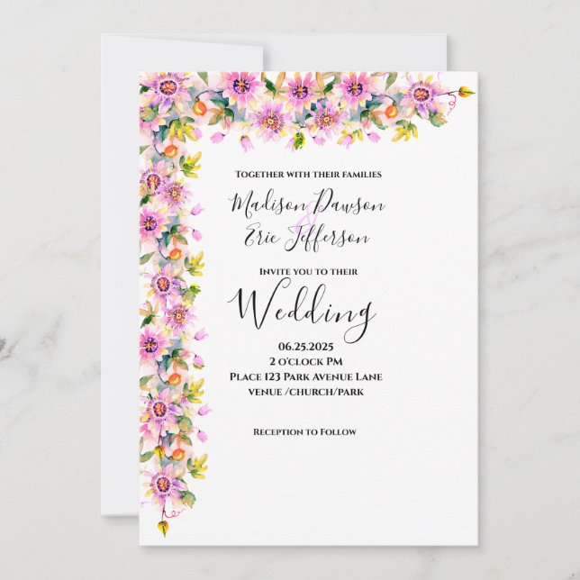 Blush Pink Floral Watercolor Hochzeit Einladung (Vorderseite)