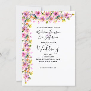 Blush Pink Floral Watercolor Hochzeit Einladung